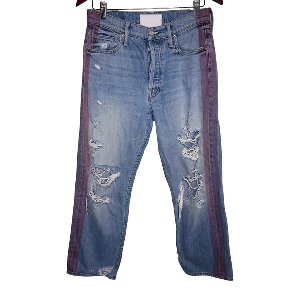 Mother Denim Thrasher Red Side Striped Hanging By A Thread Size 27 - Picture 1 of 8